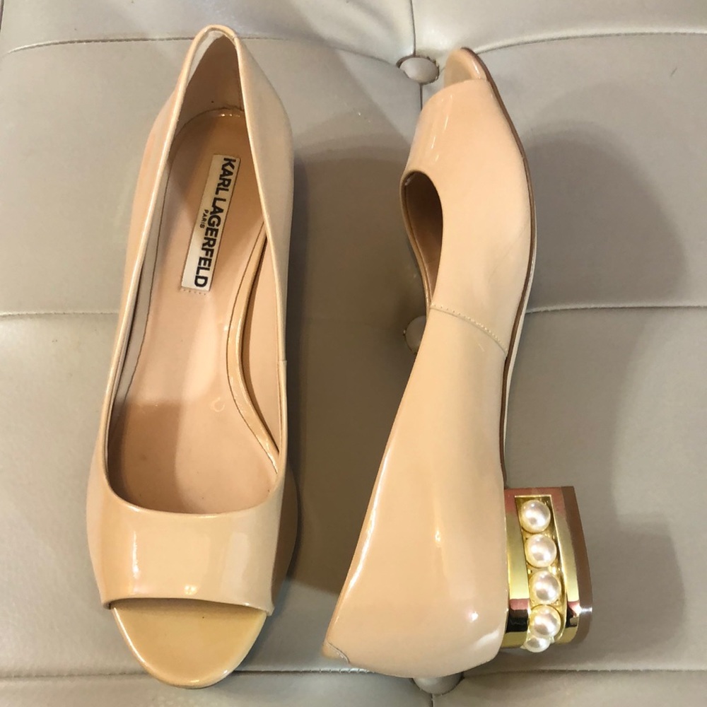 KL Nude leather/pearls shoes - Picture 2 of 11